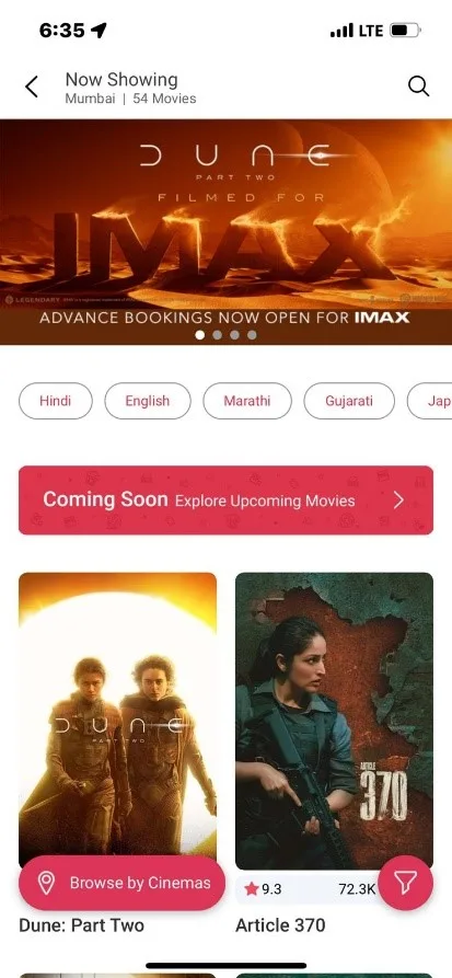 BookMyShow, IMAX