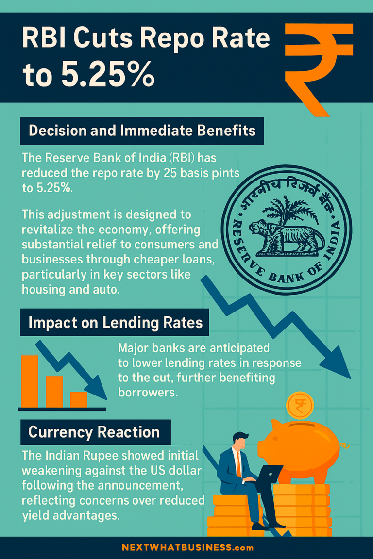 RBI Cuts Repo Rate by 25 bps to 5.25% — Loans to Get Cheaper
