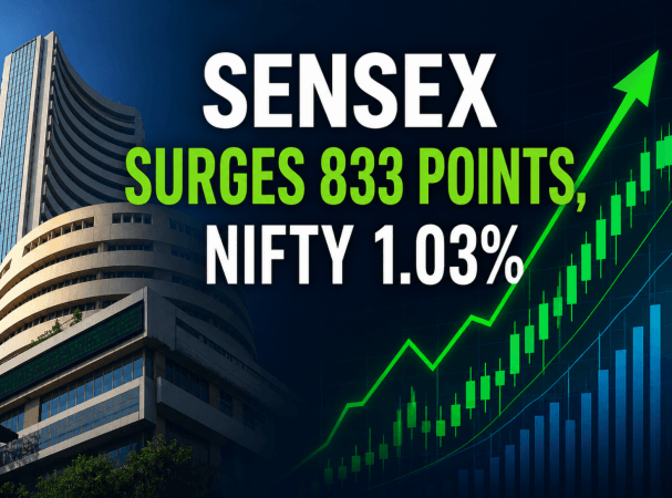 Sensex jumps 833 points, Nifty up 1.03% amid soft oil, de-escalation hopes, poll trends