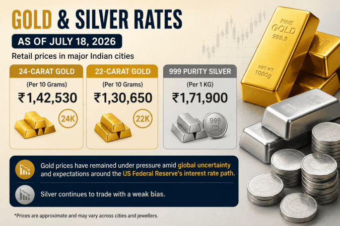 Gold, Silver Prices Today: 24K Gold at ₹1,42,530, Silver at ₹1,71,900/kg; MCX Outlook Remains Volatile