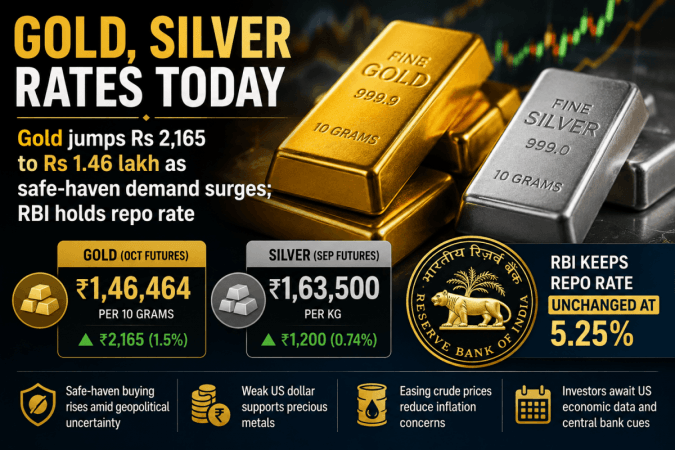 Gold Futures Surge ₹2,165 To Hit ₹1.46 Lakh As Safe-Haven Demand & Weaker Dollar Fuel Global Bullion Rally