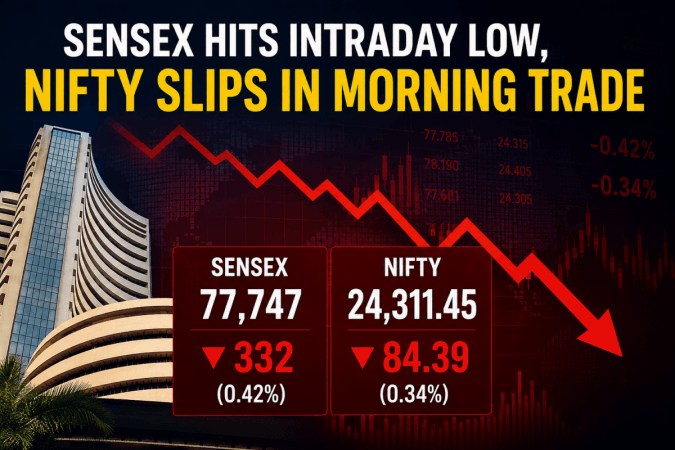 Sensex falls 332 points, Nifty slips 84 points in morning trade